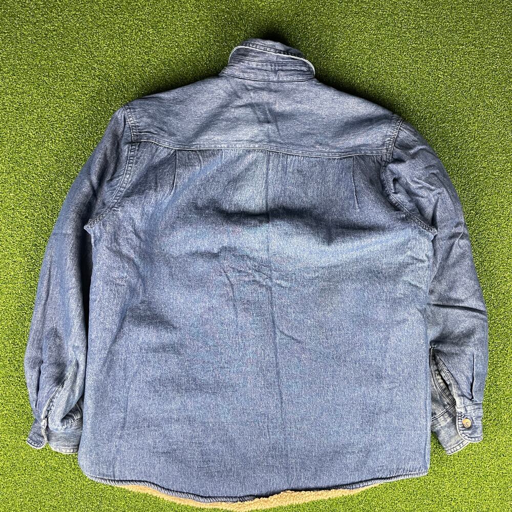 Vintage Wrangler Mens Blue Denim Sherpa Lined Shirt Jacket Sz M - Picture 6 of 6